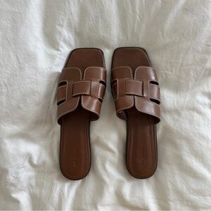 H&M Brown Leather Slides